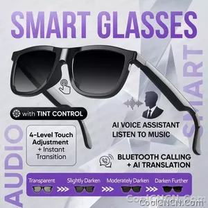 CoolWiz Smart Glasses — Touch Control, Electrochromic AI, Male/Female Options, AI Voice (ChatGPT), Supports 164+ Languages for Video Calls and Translation, Waterproof, Suitable for Outdoor Sports and Daily Use - view 8
