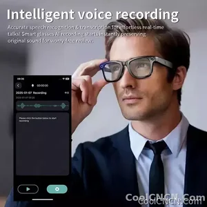 CoolWiz smart glasses with a 1080P video camera, black sunglasses, Bluetooth call translation, music playback, recording, men’s photochromic glasses for outdoor sports and everyday use - view 4