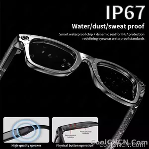CoolWiz smart glasses with a 1080P video camera, black sunglasses, Bluetooth call translation, music playback, recording, men’s photochromic glasses for outdoor sports and everyday use - view 6