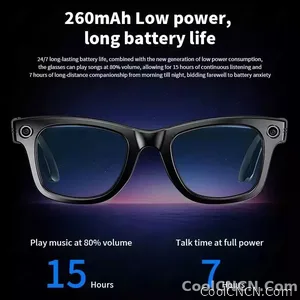 CoolWiz smart glasses with a 1080P video camera, black sunglasses, Bluetooth call translation, music playback, recording, men’s photochromic glasses for outdoor sports and everyday use - view 7