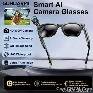 CoolWiz smart glasses with a 1080P video camera, black sunglasses, Bluetooth call translation, music playback, recording, men’s photochromic glasses for outdoor sports and everyday use - view 8