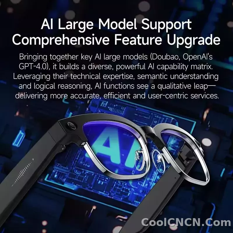 CoolWiz New AI Smart Glasses — 120+ Language Translations, 8MP Camera, 8K Resolution, Video & Music Playback, Business Calls, Color‑Changing Lenses, for Men, suitable for outdoor sports and everyday use - detail