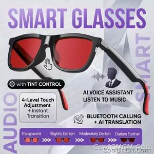 CoolWiz Smart Glasses with Audio, Electrochromic Lenses, Touch Controls, 4 New Speed Levels, 164+ Language Translations, Bluetooth Calling, Blackout Sunglasses, Music, ChatGPT — for outdoor sports and everyday use - view 10