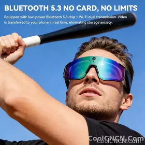 CoolWiz WiFi smart 8MP camera glasses for men, 1080p HD video recording, 32GB storage, polarized sunglasses with AI voice dialogue translation, suitable for sports and outdoor daily use - view 1
