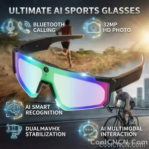 CoolWiz WiFi smart 8MP camera glasses for men, 1080p HD video recording, 32GB storage, polarized sunglasses with AI voice dialogue translation, suitable for sports and outdoor daily use - view 8