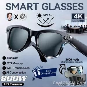 CoolWizNew 3600MAh Sarung Pengecas Cermin Mata Pintar AI Lelaki 800W Kamera Pixel 1080P Video POV 100+Terjemahan Pembantu AI Cermin Mata Hitam IOS Untuk Sukan Luar Penggunaan Harian - view 8