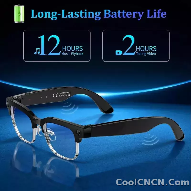 CoolWiz AI Smart Glasses 4K HD with Color Change, 8MP Camera, 1080p Video, AI Music Player, AI Calls, AI Sports Glasses for Men, for Outdoor Sports and Everyday Use - detail
