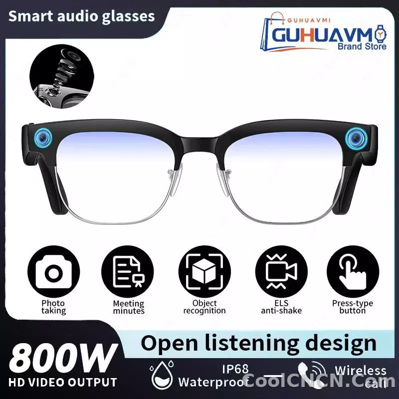 CoolWiz AI Smart Glasses 4K HD with Color Change, 8MP Camera, 1080p Video, AI Music Player, AI Calls, AI Sports Glasses for Men, for Outdoor Sports and Everyday Use - detail