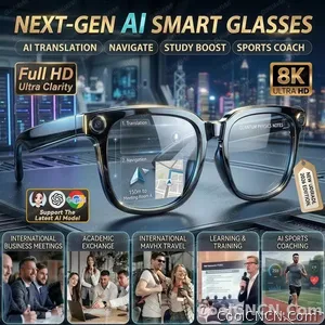 2026 New 800W HD Pixel Smart Glasses Men Anti-shake Camera AI Language Translation Video Recording ChatGPT Music Call Sunglasses - view 1