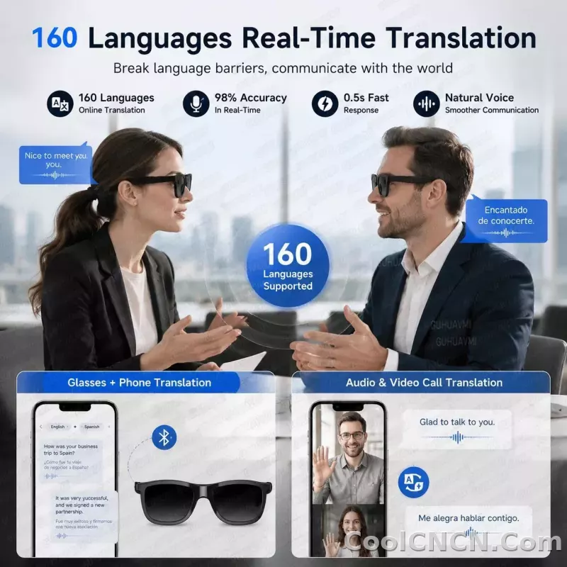 New Smart Audio Sunglasses 2026 Bluetooth Call AI Translation Touch Color Change Sliding Volume Control Dual Mic ENC Waterproof - detail