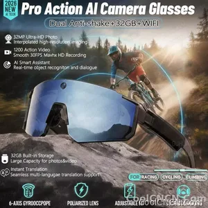 2026 New AI smart shooting&recording glasses with 800W camera, HD anti-shake bicycle riding shooting artifact, windproof goggles - view 1
