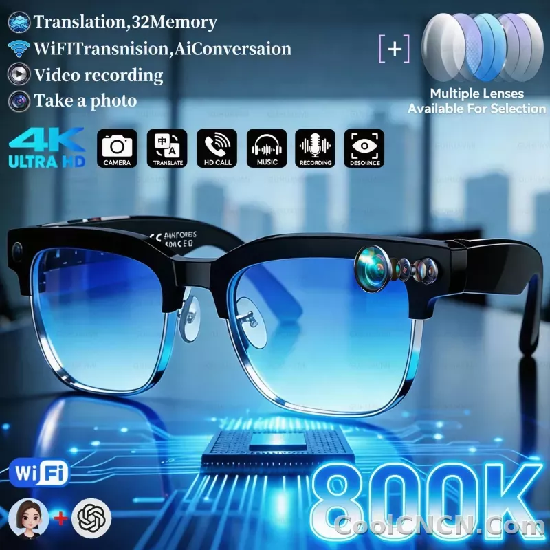 2026New 4K Ultra HD Color Change BT Call Smart Glasses AI Chat Music Player 800W Pixel Camera 1080P Video  AI Sports Glasses Men