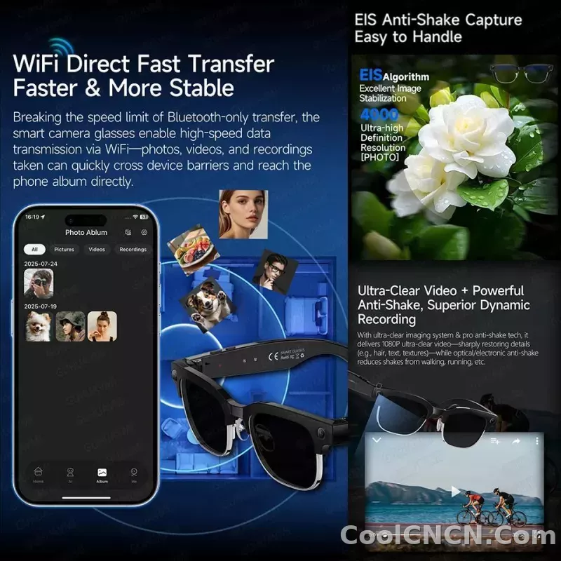 2026New AI Smart Glasses 800W Pixel Camera Various Language Translation Video Music BT Call Business 4K Color Change Glasses Men - detail