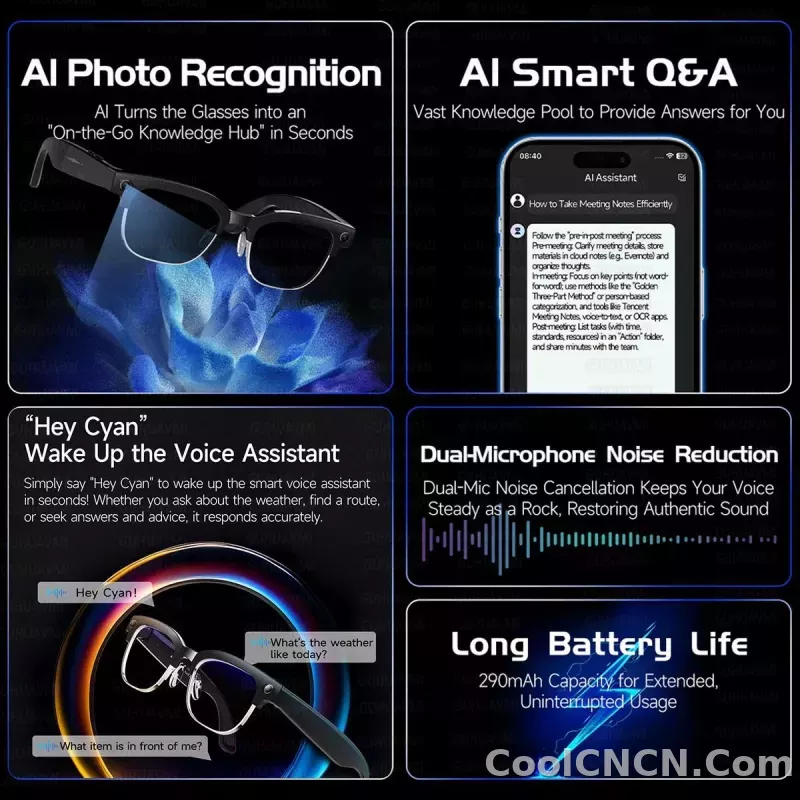 2026New AI Smart Glasses 800W Pixel Camera Various Language Translation Video Music BT Call Business 4K Color Change Glasses Men - detail