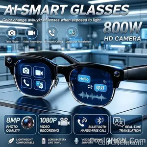 2026 New 800W Pixel Camera Smart AI Glasses Anti-shake Video Record ChatGP WIFI Translation Call Waterproof 32GB Sunglasses Men - view 1