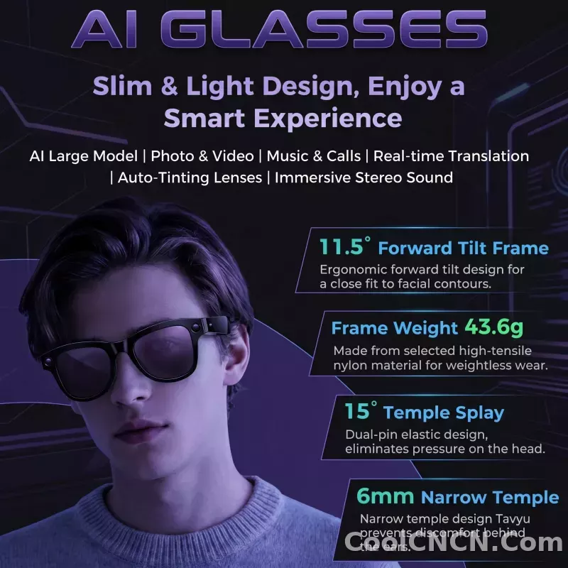 2026 New AI Video Glasses 1080P HD Camera Recorder Bluetooth Audio Voice Control Touch WiFi Sync Smart Glasses for Travel Use HD - detail