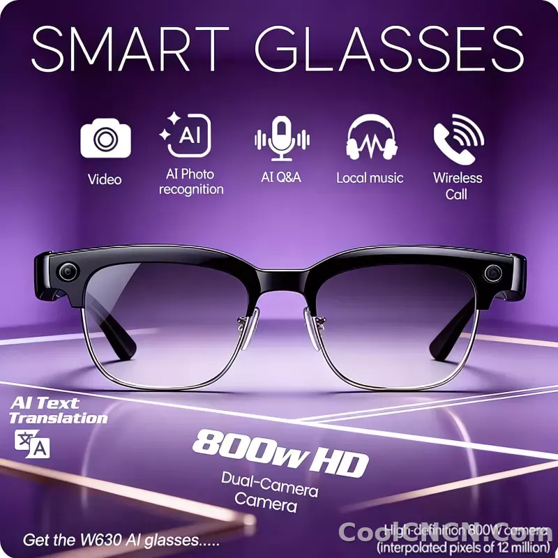 2026 New 8K HD AI Smart Glasses Men with Chat GPT 800MP Camera Bluetooth Call AI Translation Voice Assistant Control Unisex Sung