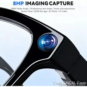 AI Smart Glasses 8MP HD Camera Sunglasses Audio AI Voice Assistant Real-Time Translation Vlog Eyeglasses for Daily Work Travel - view 3