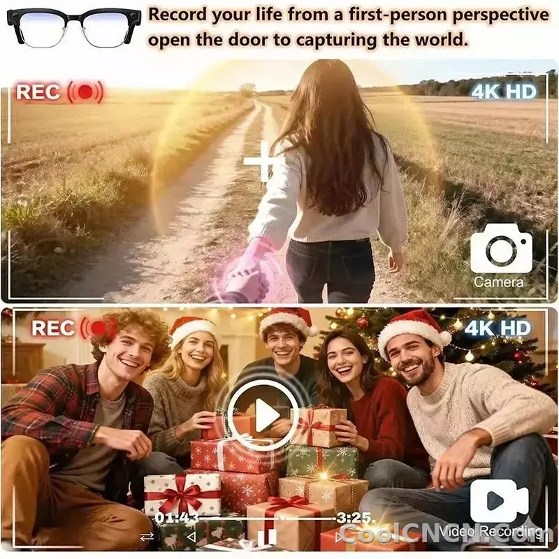AI Smart Glasses Translation 800W Pixel Camera Video Music Player Call Business 8K Sunglasses Glasses Men For Travel Work 2026 - detail