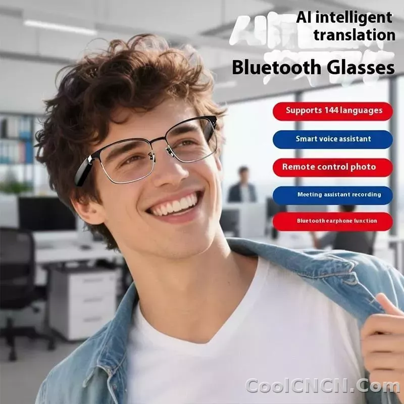 AI Glasses For Men languages Real Time Translation Wireless Bluetooth Touch Call Meeting Sports Music Smart Glasses - detail