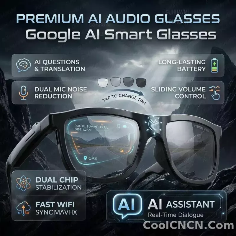 New Pro Smart Audio Sunglasses 2026 AI Translation Q&A Bluetooth HD Sound ENC Dual Mic Touch 4-Speed Color Change IP65 TR90 Men