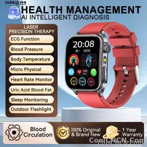 CoolWiz New Laser Therapy Smart Watch, ECG+PPG, Men’s 3D Curved Design, Sapphire Glass, Blood Pressure, Uric Acid, Lipids Monitoring, Sports smartwatch for outdoor activities and daily use - view 9