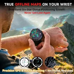 CoolWiz Smartwatch with built-in GPS, offline maps, 4GB memory, 3ATM water resistance, 500mAh battery, compass, call making, sports swimming band for outdoor activities and everyday use - view 1