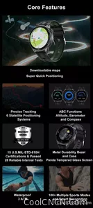 CoolWiz Smartwatch with built-in GPS, offline maps, 4GB memory, 3ATM water resistance, 500mAh battery, compass, call making, sports swimming band for outdoor activities and everyday use - view 12