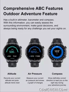 CoolWiz Smartwatch with built-in GPS, offline maps, 4GB memory, 3ATM water resistance, 500mAh battery, compass, call making, sports swimming band for outdoor activities and everyday use - view 26