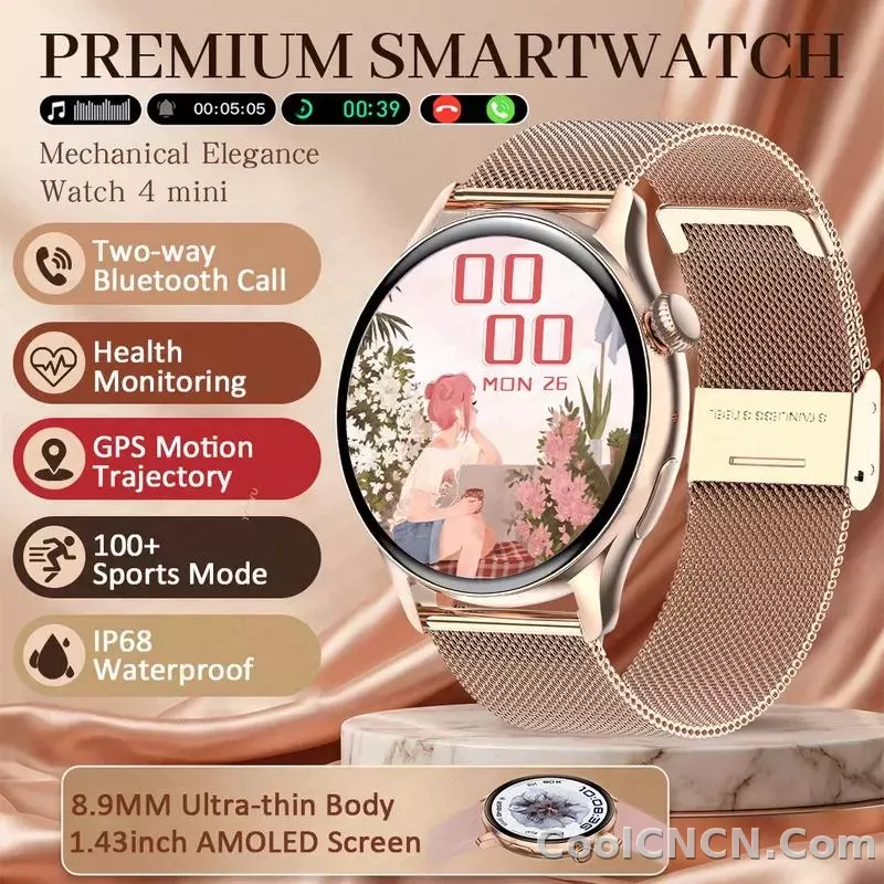 CoolWiz New Women’s Smart Watch, 1.43″ AMOLED HD Screen, GPS, Heart Rate Monitor, Bluetooth Calling, Waterproof, Outdoor Smart Watch for Women, Suitable for Sports, Outdoor Activities, and Daily Use - detail