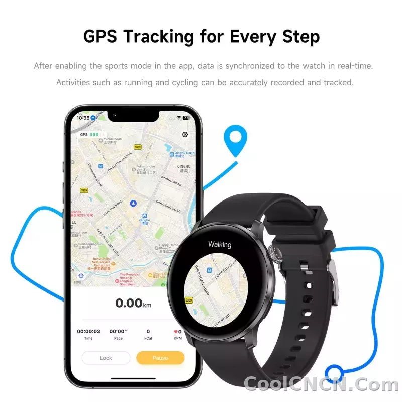 CoolWiz New Women’s Smart Watch, 1.43″ AMOLED HD Screen, GPS, Heart Rate Monitor, Bluetooth Calling, Waterproof, Outdoor Smart Watch for Women, Suitable for Sports, Outdoor Activities, and Daily Use - detail