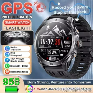 CoolWiz 025 Professional Sports Smart Watch, Military-Grade, Dual-Band GPS Positioning for Men, 10 ATM Water Resistance, 1000 mAh Battery, Compass Bracelet, Compatible with iOS—Ideal for Outdoor Sports and Everyday Use - view 8