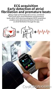 CoolWiz Health Blood Pressure ECG + PPG Monitor Smartwatch for Men — uric acid, blood fat, five organ monitoring, call capability, health tracker, compatible with iOS, suitable for outdoor sports and daily use - view 19