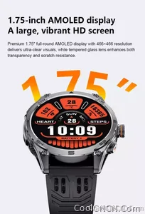 CoolWiz Smart Watch Military Grade with GPS for Men, 1000mAh Battery, 10 ATM Water Resistance, Compass, Blood Pressure Monitor, Call Function, Sports Smart Watch for Outdoor Activities and Everyday Use - view 14