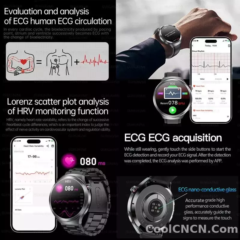 CoolWiz Smart Watch for Body Composition, Blood Pressure, NFC ECG + PPG, Body Temperature, Uric Acid, Lipids, Call Function; Waterproof Smart Watch for Men, suitable for outdoor sports and daily use - detail
