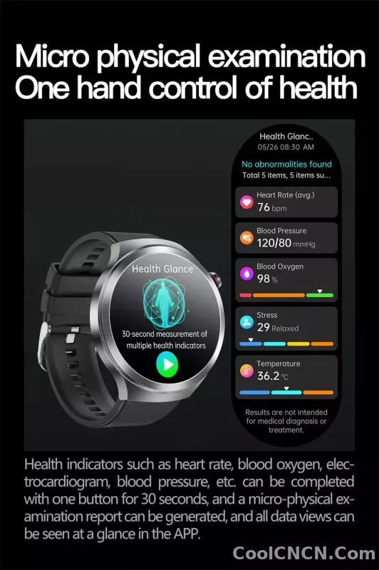 CoolWiz Smart Watch for Body Composition, Blood Pressure, NFC ECG + PPG, Body Temperature, Uric Acid, Lipids, Call Function; Waterproof Smart Watch for Men, suitable for outdoor sports and daily use - detail