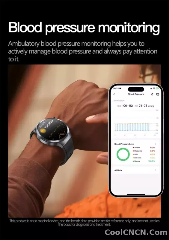 CoolWiz Smart Watch for Body Composition, Blood Pressure, NFC ECG + PPG, Body Temperature, Uric Acid, Lipids, Call Function; Waterproof Smart Watch for Men, suitable for outdoor sports and daily use - detail