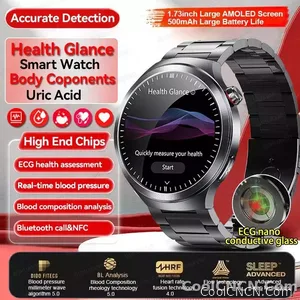 CoolWiz Smart Watch for Body Composition, Blood Pressure, NFC ECG + PPG, Body Temperature, Uric Acid, Lipids, Call Function; Waterproof Smart Watch for Men, suitable for outdoor sports and daily use - view 1