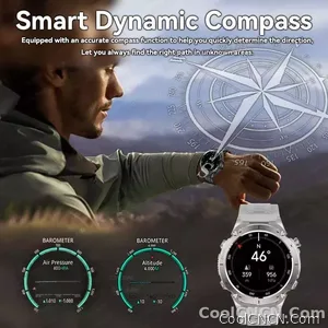 CoolWiz New Outdoor Military Smart Watch for Men with GPS, 3 ATM water resistance, AMOLED sports mode, 730 mAh battery, compass; fitness smartwatch for daily outdoor sports use - view 7