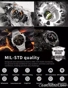 CoolWiz New Outdoor Military Smart Watch for Men with GPS, 3 ATM water resistance, AMOLED sports mode, 730 mAh battery, compass; fitness smartwatch for daily outdoor sports use - view 15