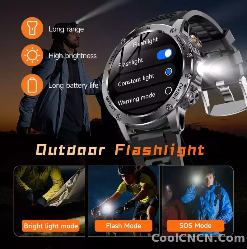 CoolWiz Original T Rex 3 Ultra Military GPS smartwatch with trajectory tracking and compass, 1000 mAh battery, 5 ATM water resistance; smart sports watch for men and women, suitable for outdoor sports and everyday use - detail