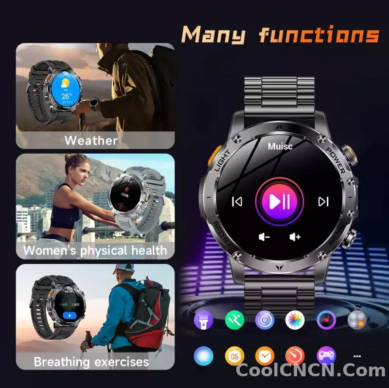 CoolWiz Original T Rex 3 Ultra Military GPS smartwatch with trajectory tracking and compass, 1000 mAh battery, 5 ATM water resistance; smart sports watch for men and women, suitable for outdoor sports and everyday use - detail