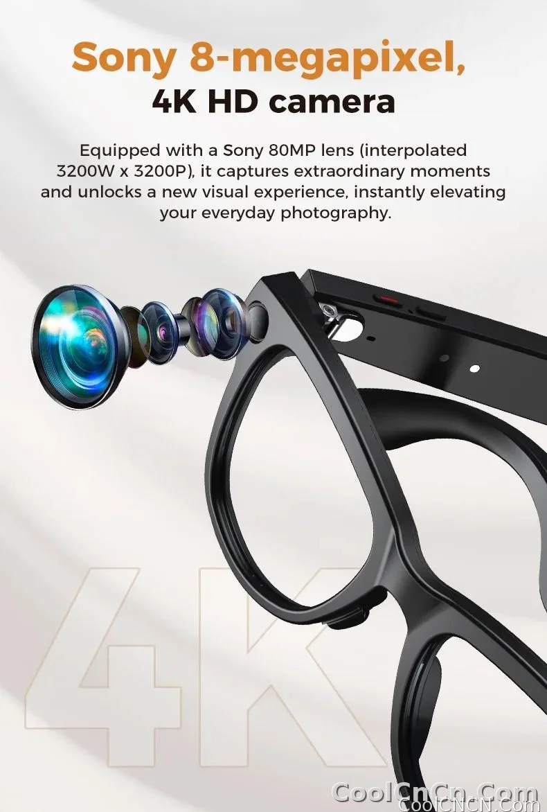 CoolWiz Smart Glasses Baru 3600MAh Pengecas Mudah Alih M02ultra Wanita 800W Kamera AI Terjemahan Rakaman Video Pemain Muzik Cermin Mata Panggilan Lelaki Untuk Sukan Luar Penggunaan Harian - detail