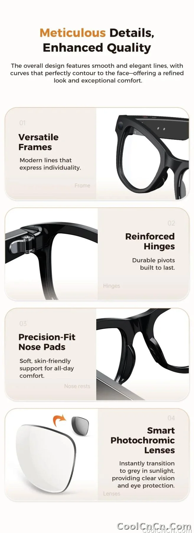 CoolWiz Smart Glasses Baru 3600MAh Pengecas Mudah Alih M02ultra Wanita 800W Kamera AI Terjemahan Rakaman Video Pemain Muzik Cermin Mata Panggilan Lelaki Untuk Sukan Luar Penggunaan Harian - detail