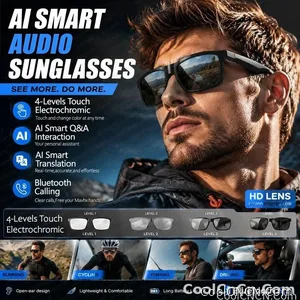 CoolWiz Smart Glasses, 4 Levels Electrochromic — New Business Style for Men, 164+ Translation Languages via ChatGPT, Black Sunglasses, Waterproof, suitable for outdoor sports and everyday use - view 4