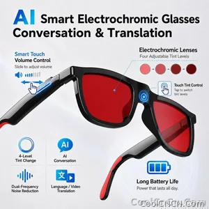 CoolWiz Smart Glasses, 4 Levels Electrochromic — New Business Style for Men, 164+ Translation Languages via ChatGPT, Black Sunglasses, Waterproof, suitable for outdoor sports and everyday use - view 10