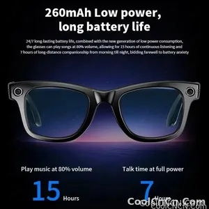 CoolWiz smart glasses with a 1080P video camera, black sunglasses, Bluetooth call translation, music playback, recording, men’s photochromic glasses for outdoor sports and everyday use - view 7