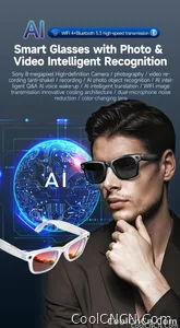 CoolWiz smart glasses with a 1080P video camera, black sunglasses, Bluetooth call translation, music playback, recording, men’s photochromic glasses for outdoor sports and everyday use - view 11