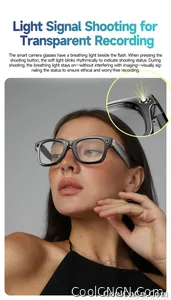 CoolWiz smart glasses with a 1080P video camera, black sunglasses, Bluetooth call translation, music playback, recording, men’s photochromic glasses for outdoor sports and everyday use - view 16