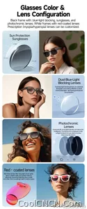 CoolWiz smart glasses with a 1080P video camera, black sunglasses, Bluetooth call translation, music playback, recording, men’s photochromic glasses for outdoor sports and everyday use - view 31